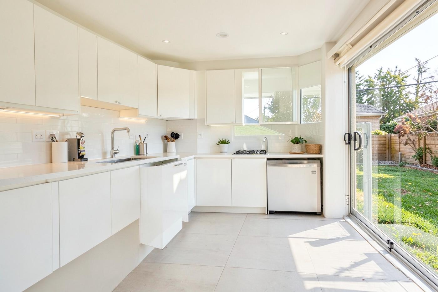 Clean, bright kitchen in a residential family home